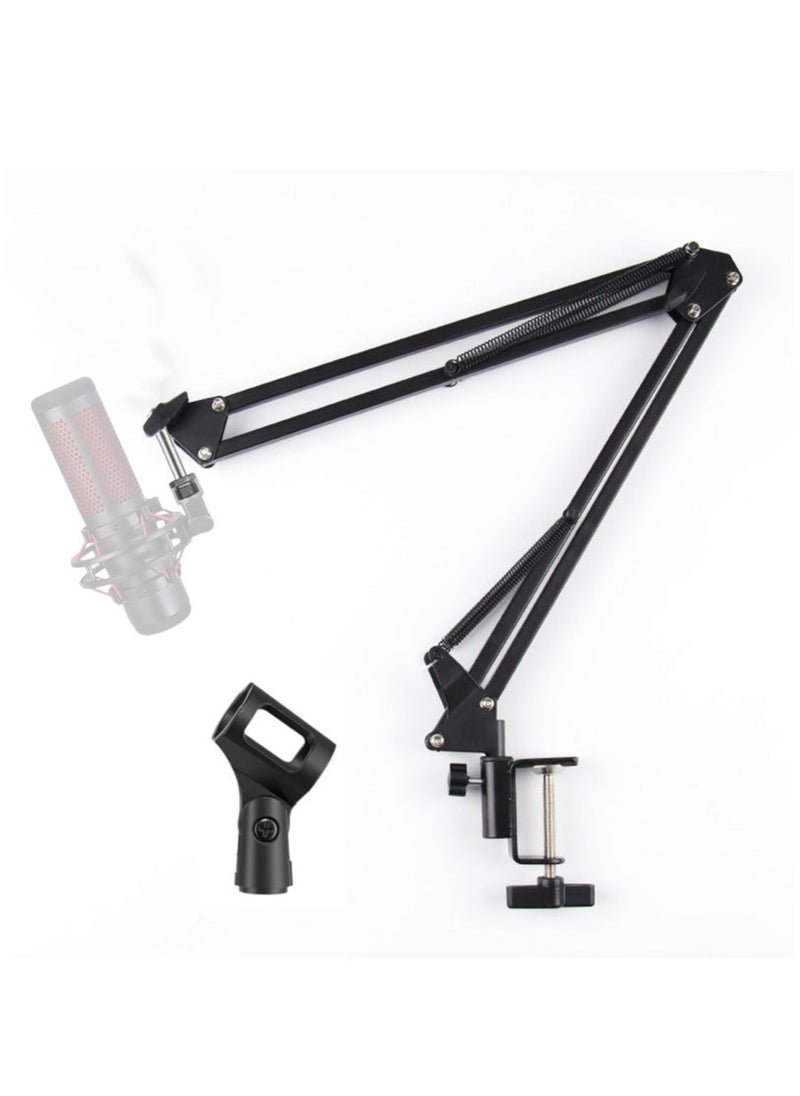 FlashHawk - Microphone Arm Stand, Desktop Mic Clip Holder, 360° Adjustable Folding Portable Microphone Cantilever Stand, NB35 Black - Image 1