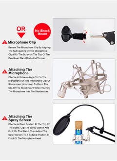 FlashHawk Microphone Arm Stand, Desktop Mic Clip Holder, 360° Adjustable Folding Portable Microphone Cantilever Stand, NB35 Black  - Image 4