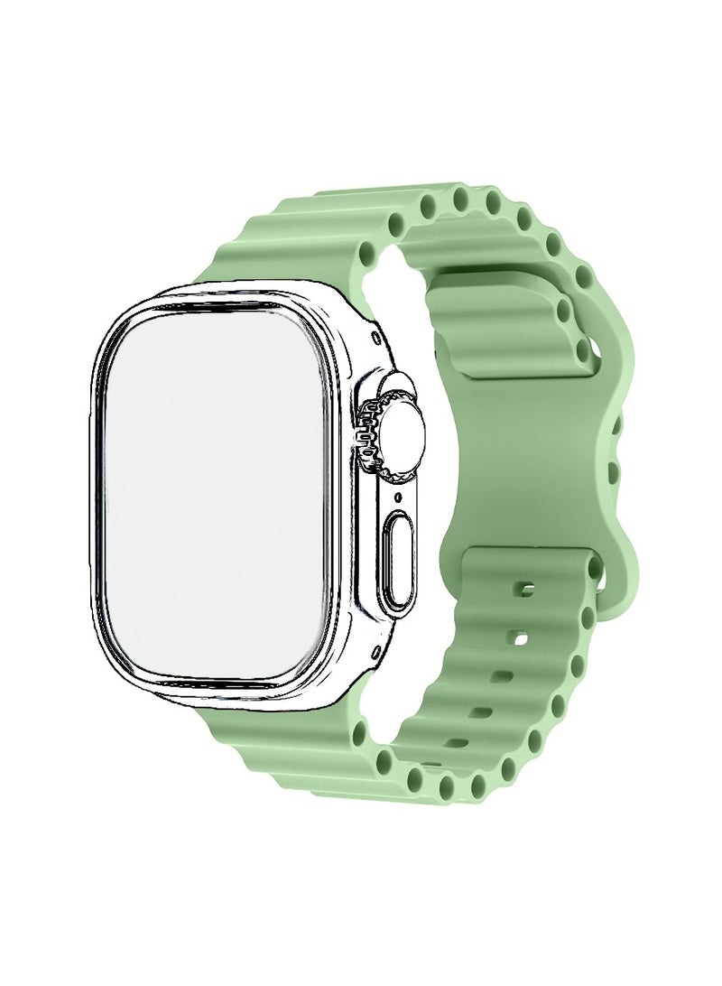 Butterfly Closure Ocean Sport Silicone Band Fits Apple Watch Ultra 2/Ultra Series 9/8/SE 2nd Gen/7/SE/6/5/4/3/2/1 Compatible with 42/44/45/49mm Case Sizes Also Compatible with Series 10 with 46mm Case Size - Image 2