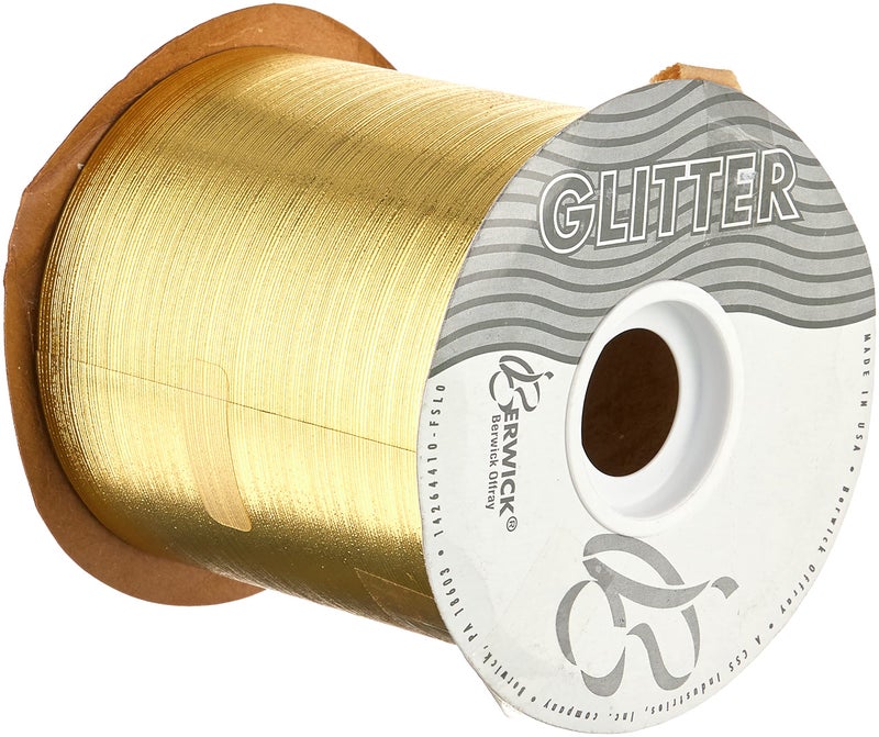 Berwick FGB001-10050-B015 4" Brushed Glitter Ribbon, Gold - Image 2