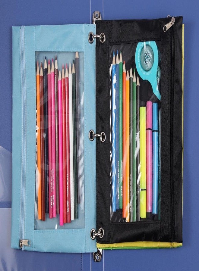 WODISON 3-Ring Pen Pencil Pouch with Clear Window Stationery Bag Binder Case Classroom Organizers Black - Image 4