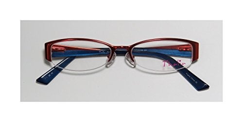 THALIA SODI Thalia Perla For Ladies/Women Designer Half-rim Spring Hinges Avant-garde Design Authentic Eyeglasses/Eye Glasses (48-15-135, Cherry/Blue) - Image 2