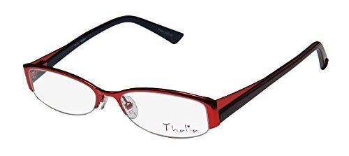 THALIA SODI Thalia Perla For Ladies/Women Designer Half-rim Spring Hinges Avant-garde Design Authentic Eyeglasses/Eye Glasses (48-15-135, Cherry/Blue) - Image 1