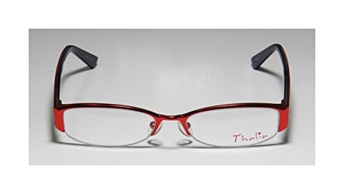 THALIA SODI Thalia Perla For Ladies/Women Designer Half-rim Spring Hinges Avant-garde Design Authentic Eyeglasses/Eye Glasses (48-15-135, Cherry/Blue) - Image 3