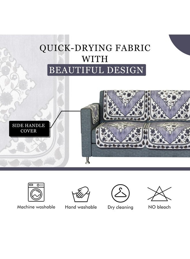 Kuber Industries Sofa Cover | Net Sofa Slipcover Set | 5-Seater Sofa Cover with Arms | Couch Sofa Cover Set | Sofa Cover for Hall & Living Room D?cor | Flower Digital Triangle Border-753 | Grey - Image 5