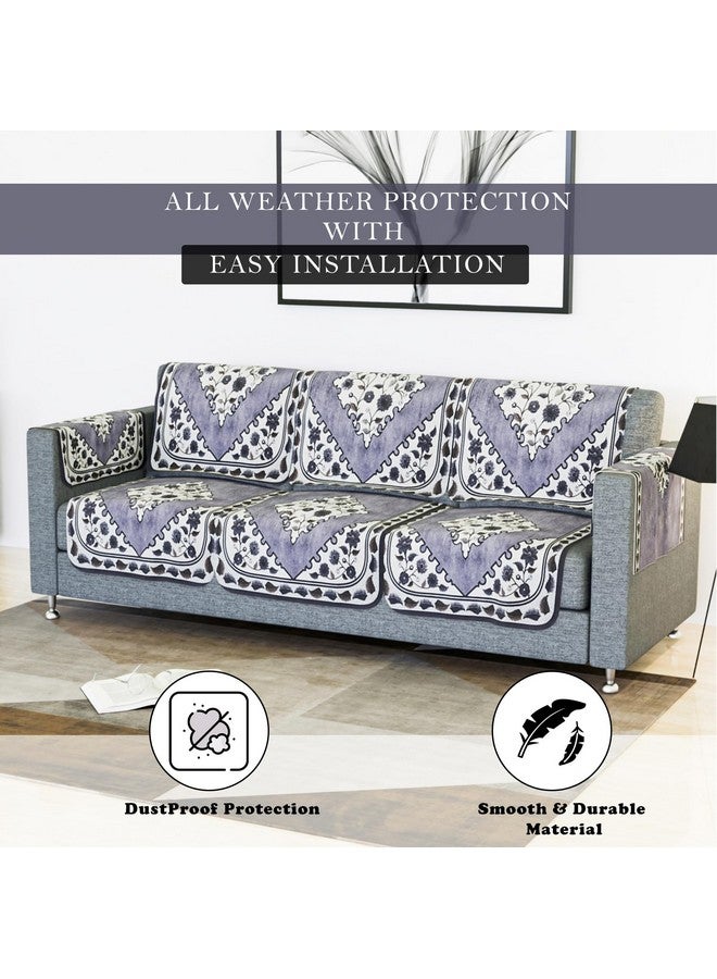 Kuber Industries Sofa Cover | Net Sofa Slipcover Set | 5-Seater Sofa Cover with Arms | Couch Sofa Cover Set | Sofa Cover for Hall & Living Room D?cor | Flower Digital Triangle Border-753 | Grey - Image 4