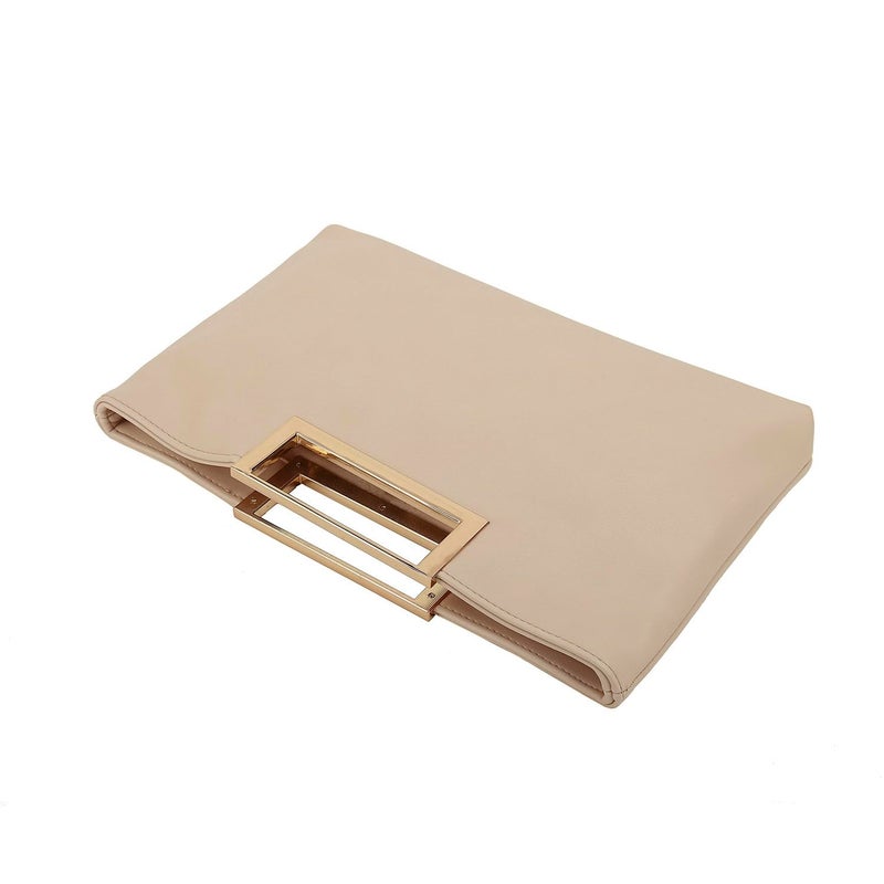 CHARMING TAILOR Fashion PU Leather Handbag Stylish Women Convertible Clutch Purse (Taupe) - Image 3