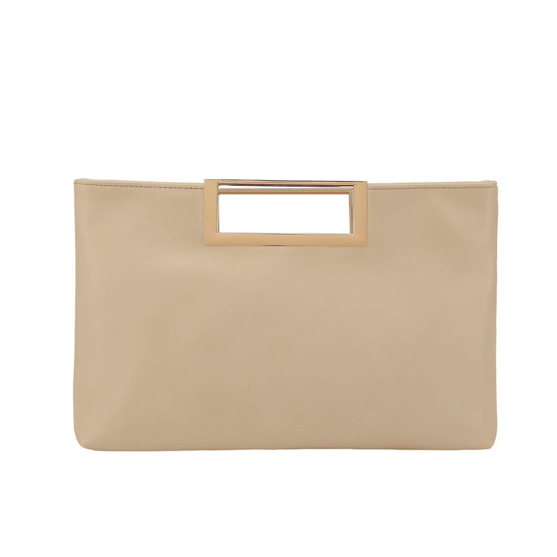 CHARMING TAILOR Fashion PU Leather Handbag Stylish Women Convertible Clutch Purse (Taupe) - Image 1