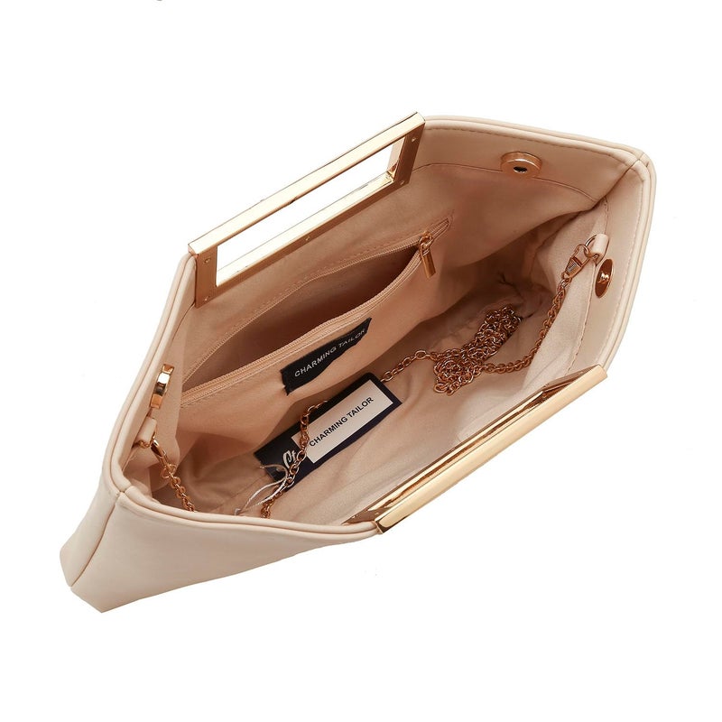 CHARMING TAILOR Fashion PU Leather Handbag Stylish Women Convertible Clutch Purse (Taupe) - Image 5