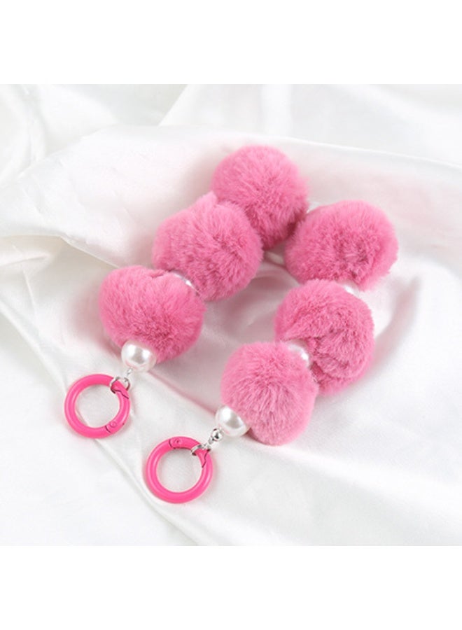 NIBEMINENT Beaded Phone Lanyard, Anti Lost Removable Wrist Strap, Pearl Ball Bracelet Pendant, Phone Keychain Lanyard,Pink - Image 1