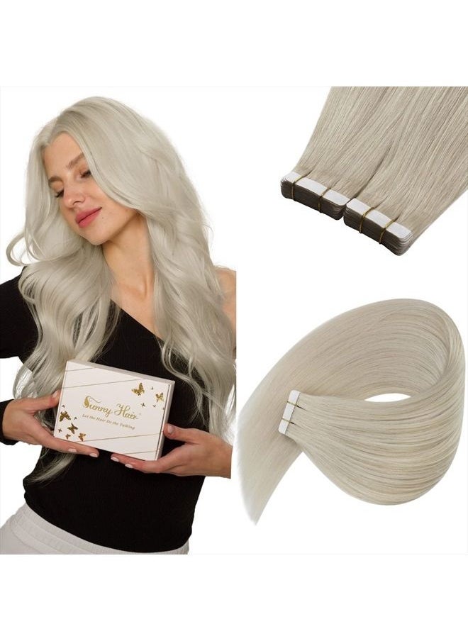Ve Sunny VeSunny Tape in Hair Extensions Human Hair Platinum Blonde Tape ins Extensions Blonde Tapeo on Human Hair Extensions Blonde 50g 20pcs 22inch  - Image 1