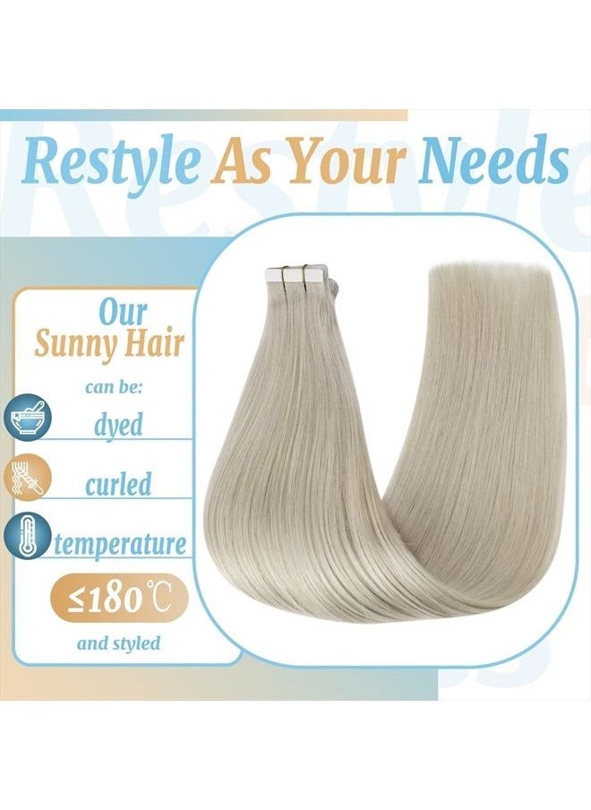 Ve Sunny VeSunny Tape in Hair Extensions Human Hair Platinum Blonde Tape ins Extensions Blonde Tapeo on Human Hair Extensions Blonde 50g 20pcs 22inch  - Image 4