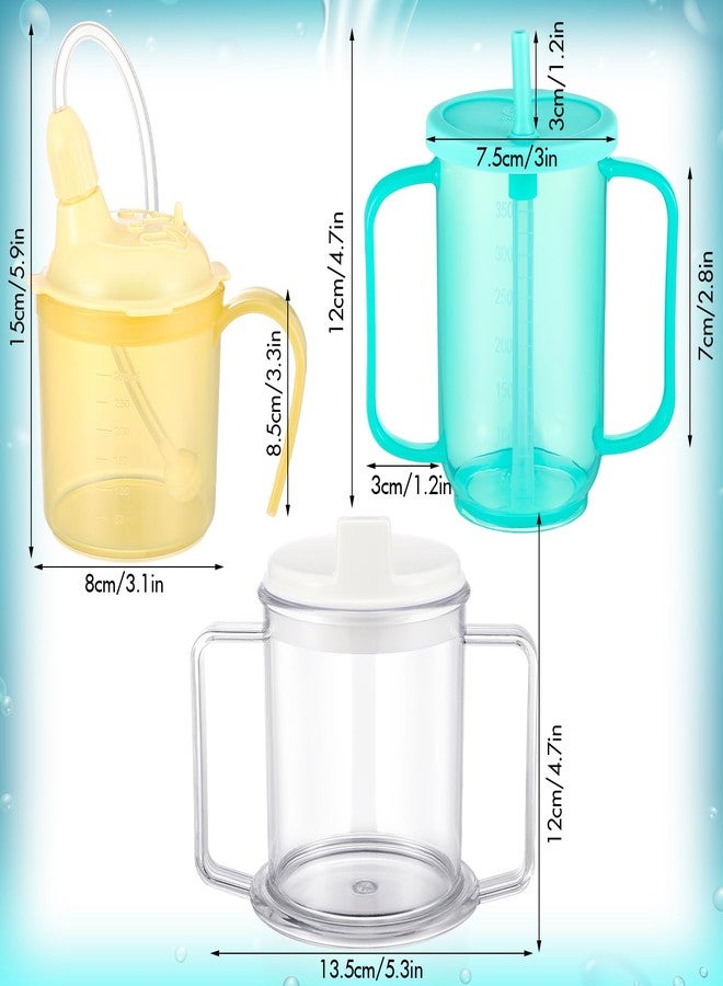 Suclain 3 Pcs Sippy Cups for Elderly 12 oz Straw Sippy Cups with 2 Handles No Spill for Adults Spill Proof Dysphagia Cup for Disabled Patients - Image 5