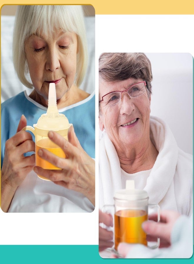 Suclain 3 Pcs Sippy Cups for Elderly 12 oz Straw Sippy Cups with 2 Handles No Spill for Adults Spill Proof Dysphagia Cup for Disabled Patients - Image 2