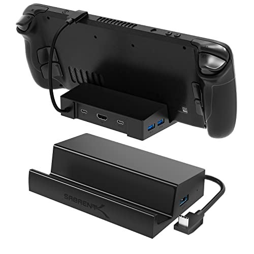 SABRENT Docking Station for Steam Deck ROG Ally 6Port USBC Hub with 95W PD Charging 4K HDMI 3 USBA Ports TypeC Data Integrated Cable Works with Tablets Laptops DSSD6P - Image 1