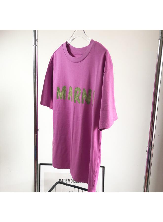 VUELO Summer Cotton Tide. Brand Hand Brush Pen Letter Printing Loose Women's Short-sleeved Round Neck Big T-shirt 