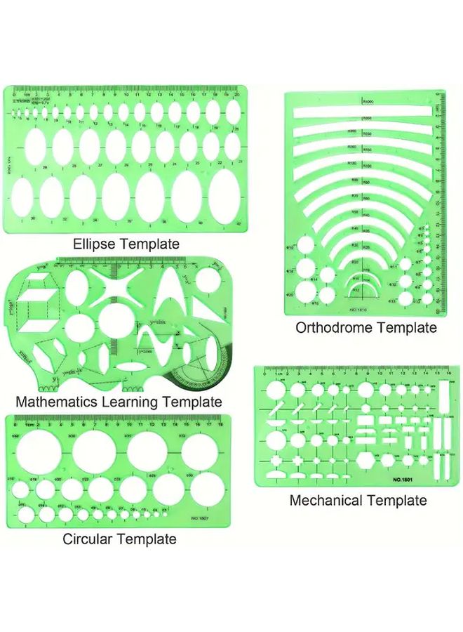 17pcs Geometric Shape Templates For Drafting Architecture Design - Image 2