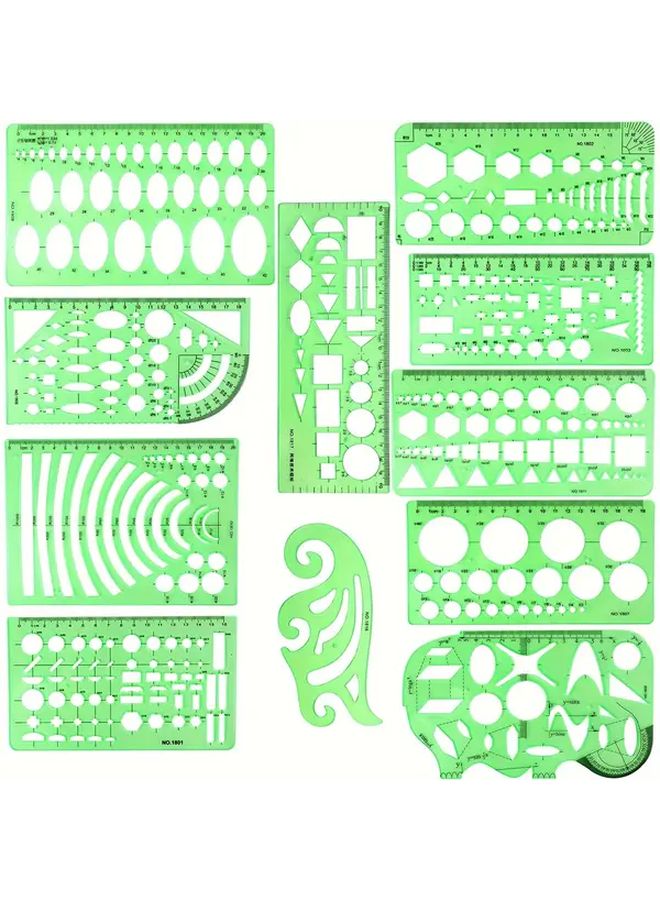 17pcs Geometric Shape Templates For Drafting Architecture Design - Image 1