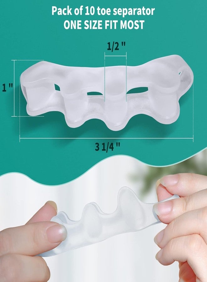 QIQVERT White Gel Toe Separator Silicone Pain Relief Toe Spacer for Men Bunion Corrector for Women Toe Straightener Hammer Hallux Valgus Corrector Foot Finger Separator Leg Finger Protector Support - Image 2