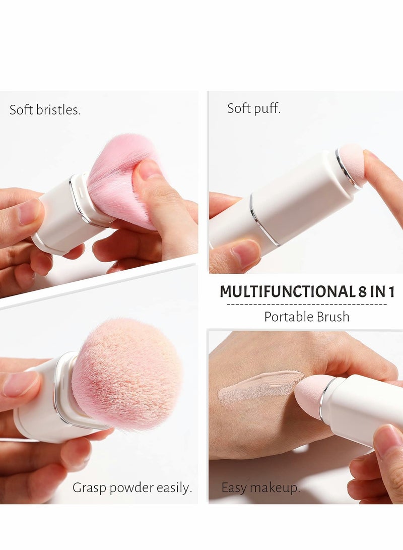 Makeup Brush, 8 in 1 Travel Small Brush Portable Lip Eyeshadow Beauty Sponge, Concealer Brushes, Foundation Blending Powder Brushes Retractable Sets, White - Image 5