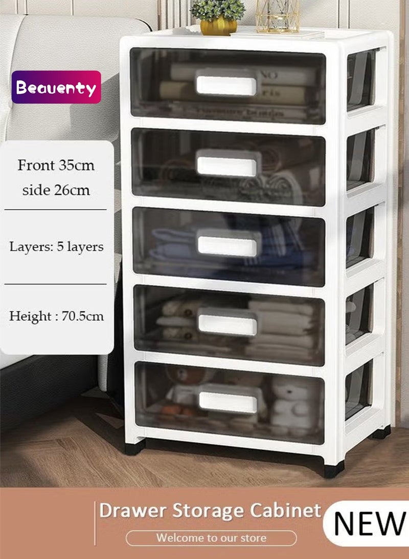 بيوينتي خزانة تخزين من 5 طبقات مع أدراج - صناديق حاويات بلاستيكية بأدراج متحركة على عجلات - وحدة أدراج بخزانة بفتحة عرض 35 سم - منظّم تخزين متعدد الأغراض للمطبخ وغرفة النوم والحمام وغرفة المعيشة - Image 1