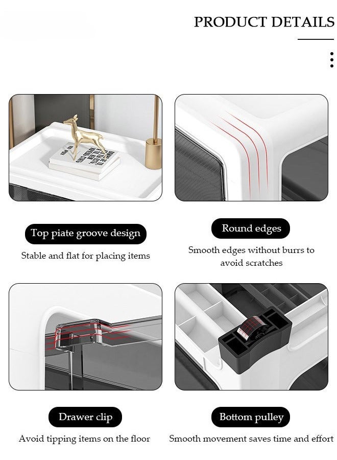 بيوينتي خزانة تخزين من 5 طبقات مع أدراج - صناديق حاويات بلاستيكية بأدراج متحركة على عجلات - وحدة أدراج بخزانة بفتحة عرض 35 سم - منظّم تخزين متعدد الأغراض للمطبخ وغرفة النوم والحمام وغرفة المعيشة - Image 3