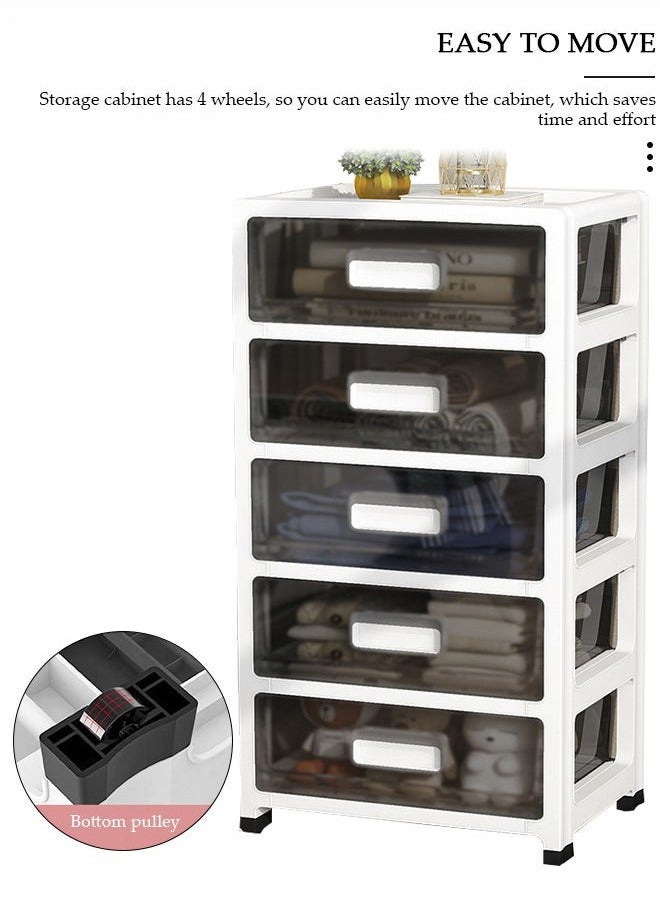 بيوينتي خزانة تخزين من 5 طبقات مع أدراج - صناديق حاويات بلاستيكية بأدراج متحركة على عجلات - وحدة أدراج بخزانة بفتحة عرض 35 سم - منظّم تخزين متعدد الأغراض للمطبخ وغرفة النوم والحمام وغرفة المعيشة - Image 4