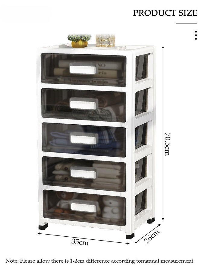 بيوينتي خزانة تخزين من 5 طبقات مع أدراج - صناديق حاويات بلاستيكية بأدراج متحركة على عجلات - وحدة أدراج بخزانة بفتحة عرض 35 سم - منظّم تخزين متعدد الأغراض للمطبخ وغرفة النوم والحمام وغرفة المعيشة - Image 5