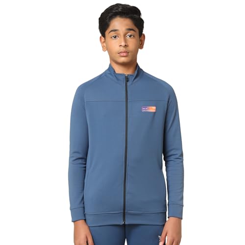 TECHNOSPORT Boy's Slim Fit Solid Zipper Jacket with SPF50+, Anti Static Properties for Regular Use - (BJB139LTN_Light Navy_11-12 Years) - Image 1