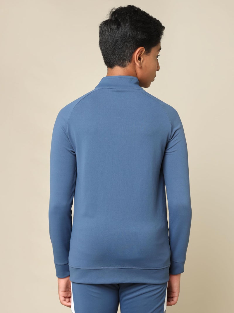 TECHNOSPORT Boy's Slim Fit Solid Zipper Jacket with SPF50+, Anti Static Properties for Regular Use - (BJB139LTN_Light Navy_11-12 Years) - Image 2
