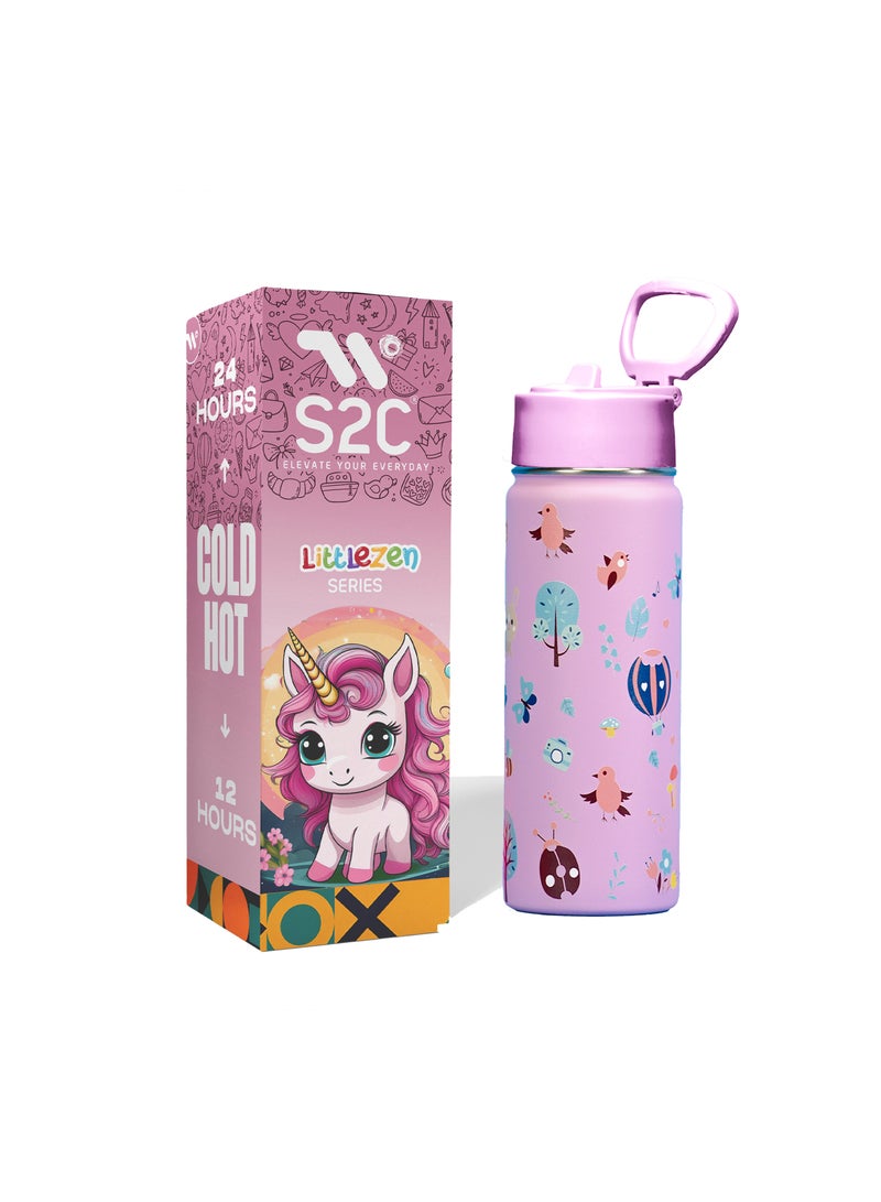 S2C Kids Water Bottle for School with Straw Lid, 550ml Kids water bottle stainless steel water bottle for kids, Double Wall Insulated Water Bottle, Baby water bottle,Steel water bottle - Image 1