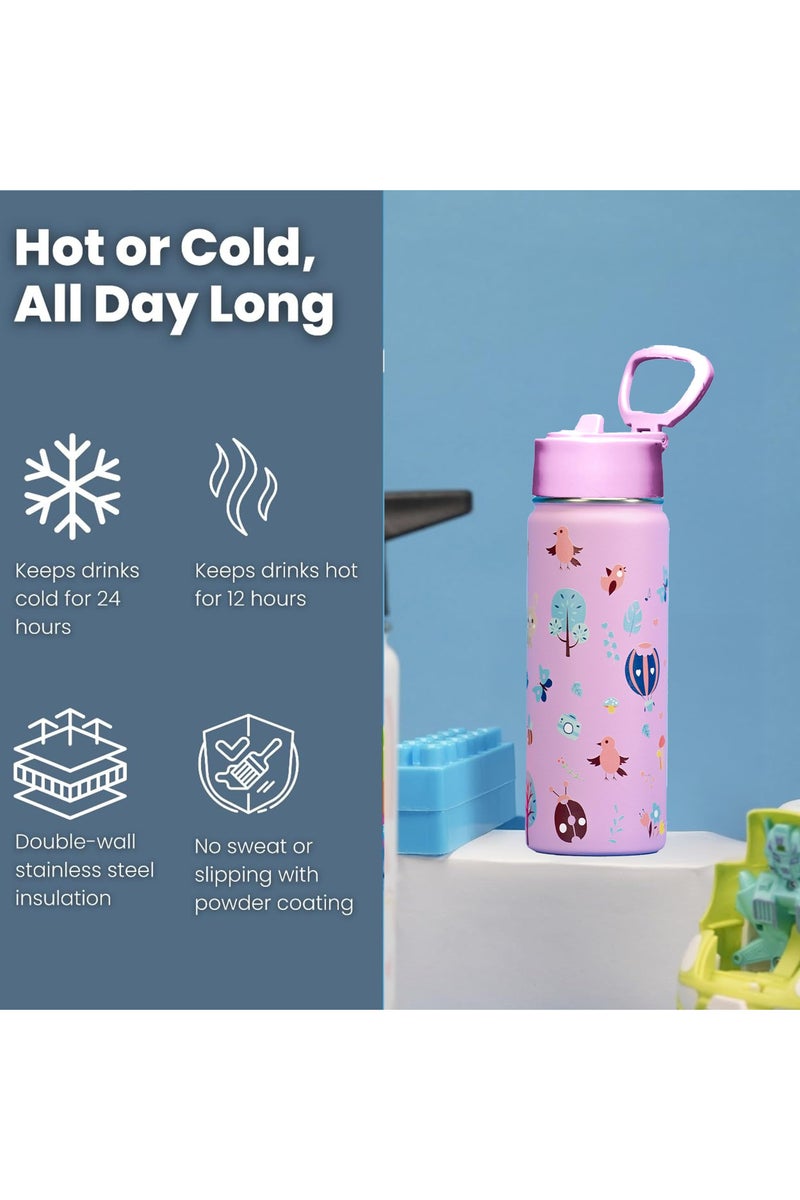 S2C Kids Water Bottle for School with Straw Lid, 550ml Kids water bottle stainless steel water bottle for kids, Double Wall Insulated Water Bottle, Baby water bottle,Steel water bottle - Image 2