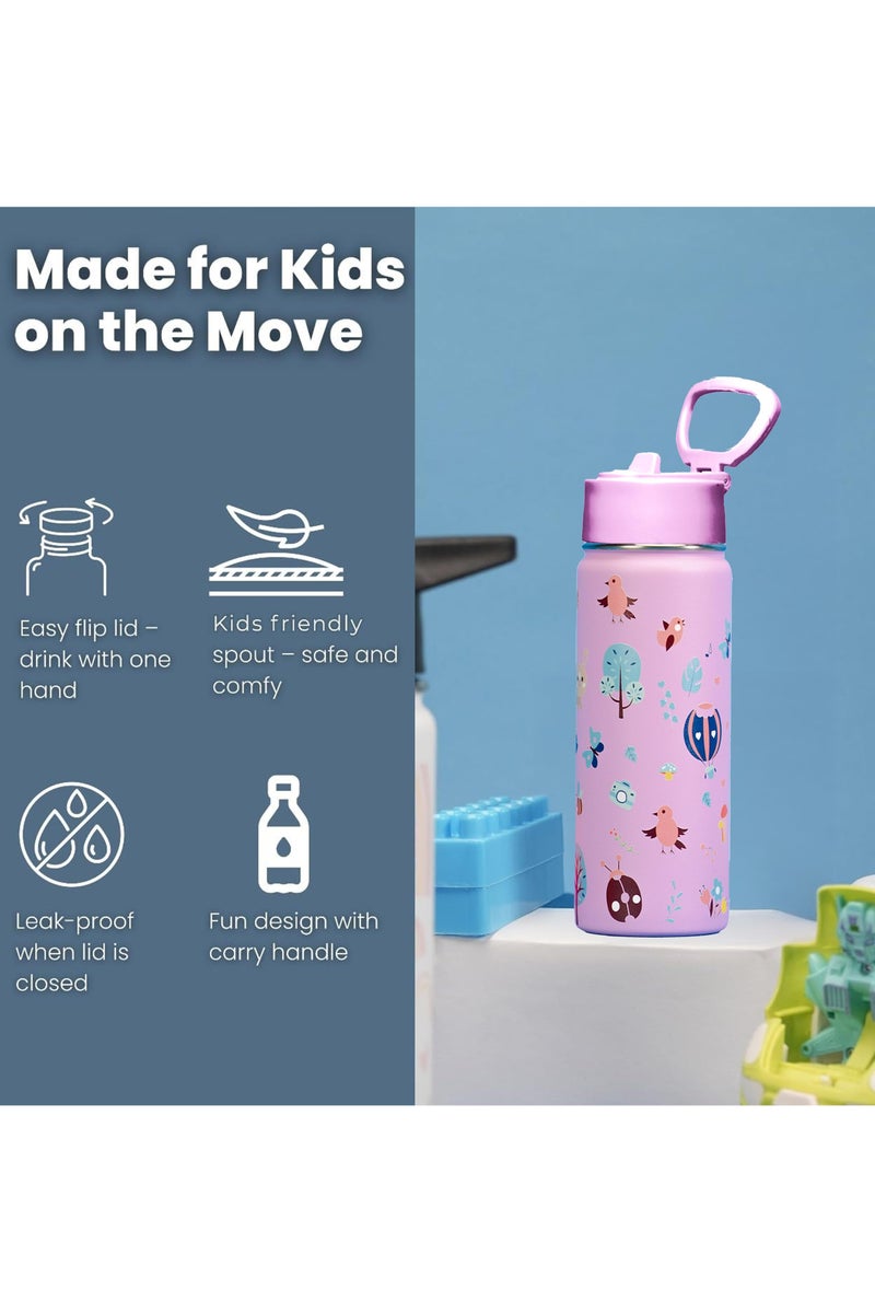 S2C Kids Water Bottle for School with Straw Lid, 550ml Kids water bottle stainless steel water bottle for kids, Double Wall Insulated Water Bottle, Baby water bottle,Steel water bottle - Image 3