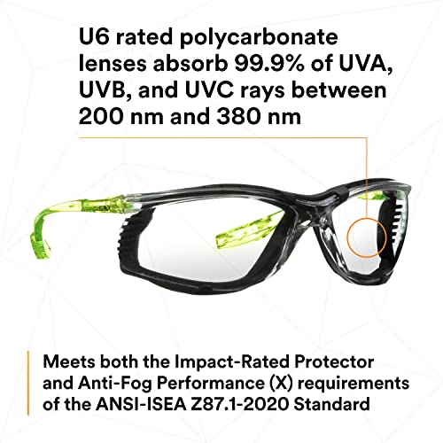 3M Safety Glasses, Solus CCS Series, Pack of 1, ANSI Z87, Scotchgard Anti-Fog Coating, Clear Lens, Corded Ear Plug Control System, Removable Foam Gasket, SCCS01SGAF-GRN-F - Image 5