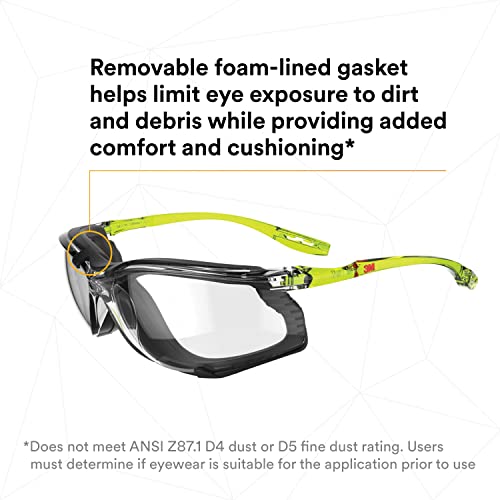 3M Safety Glasses, Solus CCS Series, Pack of 1, ANSI Z87, Scotchgard Anti-Fog Coating, Clear Lens, Corded Ear Plug Control System, Removable Foam Gasket, SCCS01SGAF-GRN-F - Image 4