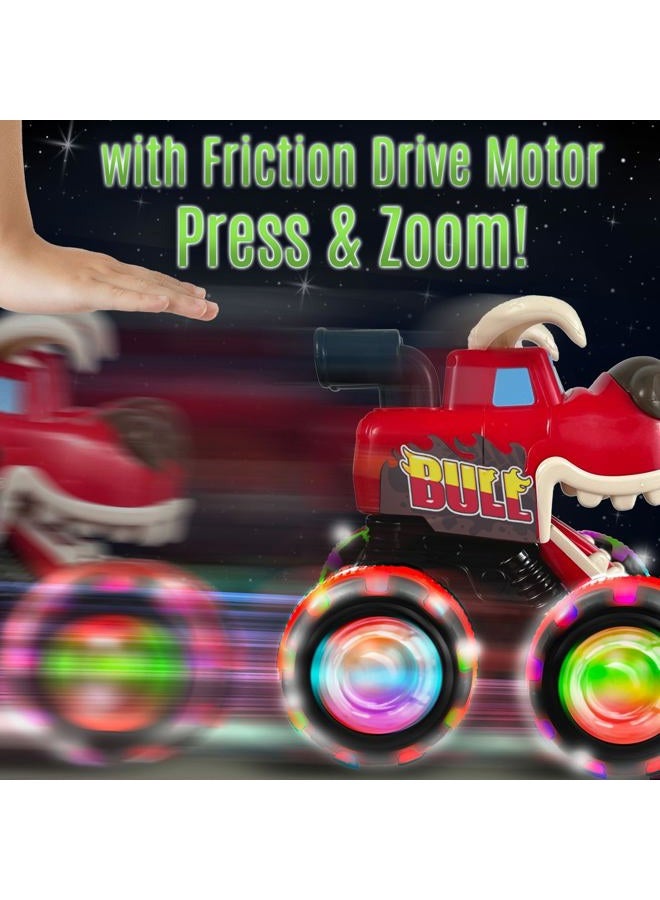 stargo Bull Monster Truck Toys - Light Up Chomping Pull Back Truck | Birthday Gifts for Toddlers, Boys Toys, Monster Truck Children's Toys for Kids, Boys, Girls Ages 3-5 4-6 5-7 4-8 - Image 3