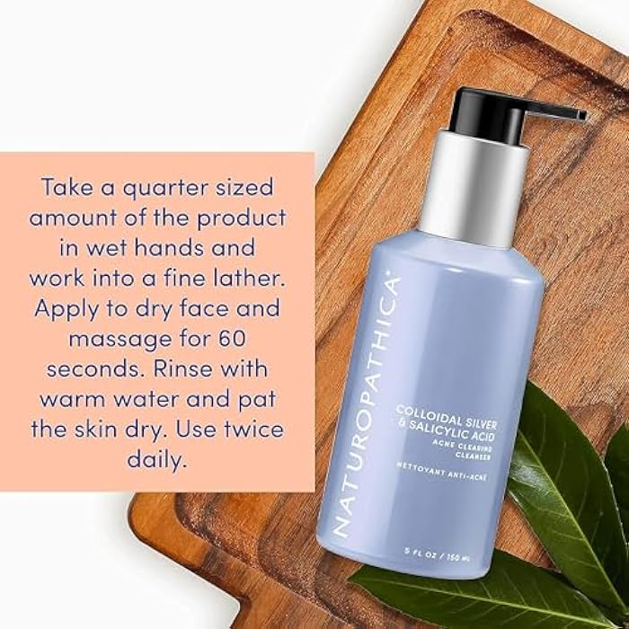 Naturopathica Colloidal Silver and Salicylic Acid Acne Clearing Cleanser, Reduce Blemishes and Acne Scars, Clarifying Face Wash for Men and Women, 5 fl oz - Image 4