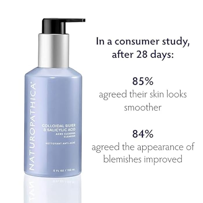 Naturopathica Colloidal Silver and Salicylic Acid Acne Clearing Cleanser, Reduce Blemishes and Acne Scars, Clarifying Face Wash for Men and Women, 5 fl oz - Image 3