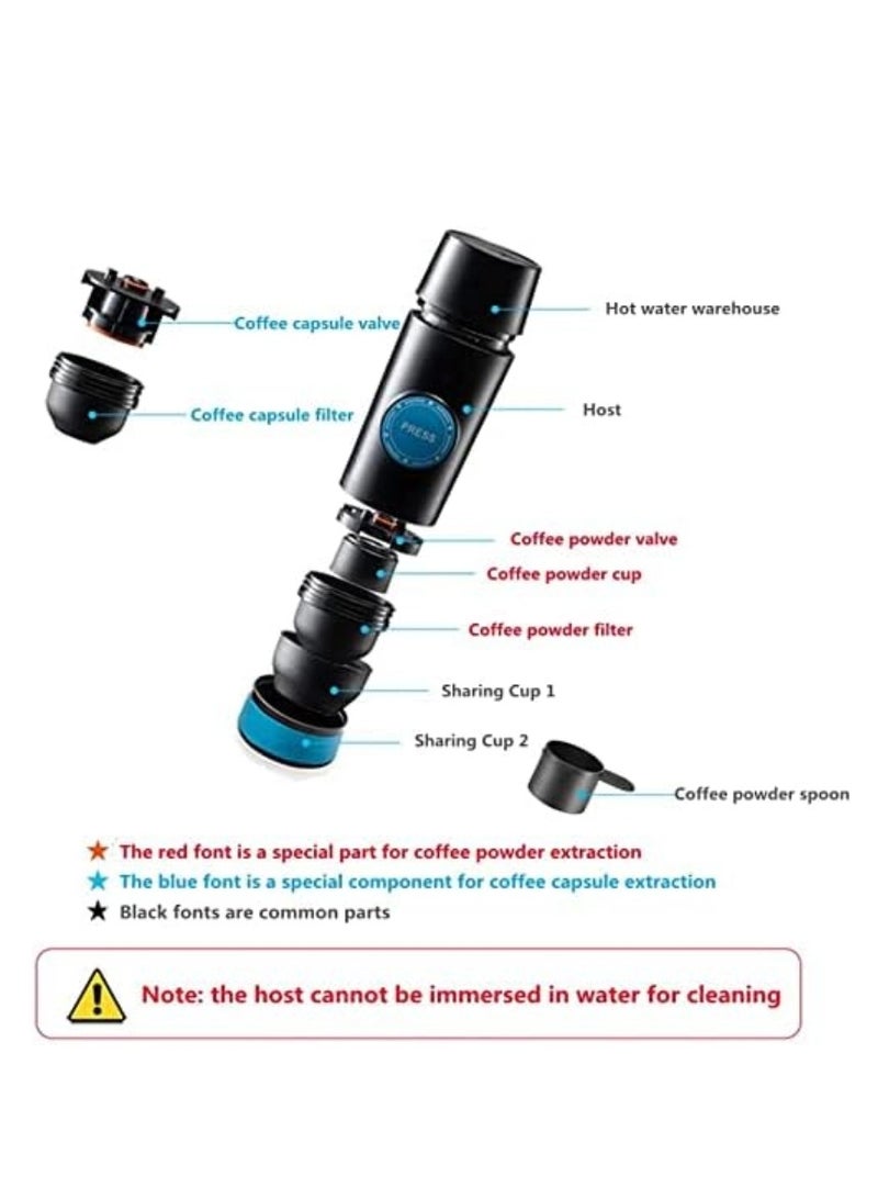 إم مياويان ماكينة اسبريسو كهربائية محمولة - صانعة قهوة لاسلكية مزدوجة بسعة 80 مل وضغط 18 بار تعمل بمسحوق القهوة والكبسولات تلقائي التحضير - Image 5