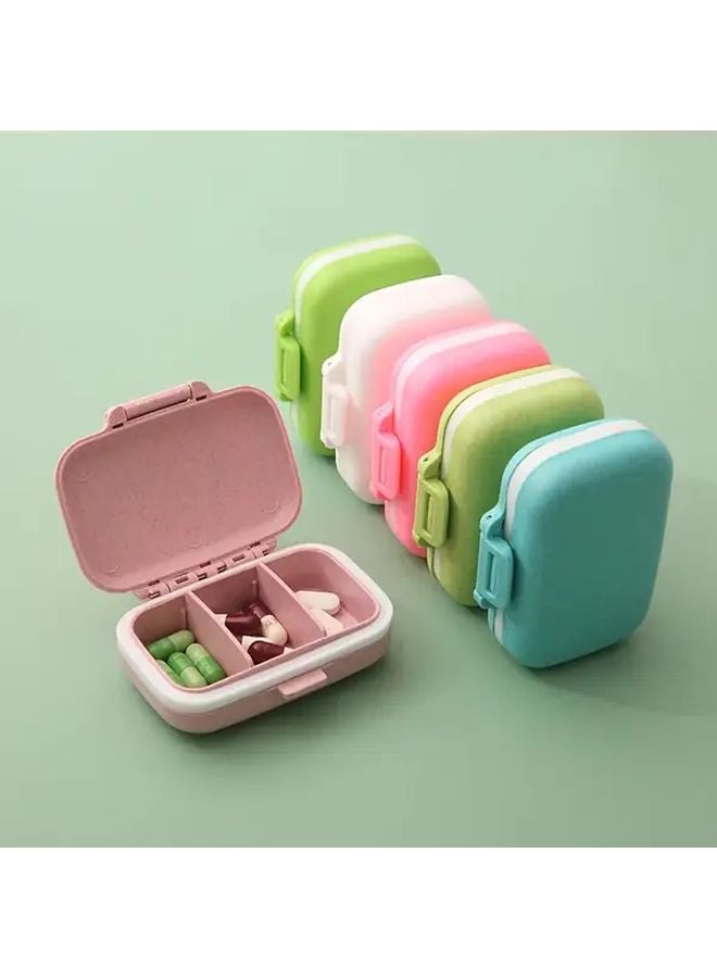 1 Piece Portable Mini Pill Organizer Travel Medicine Box Wheat Beige Moisture Proof Lid - Image 1