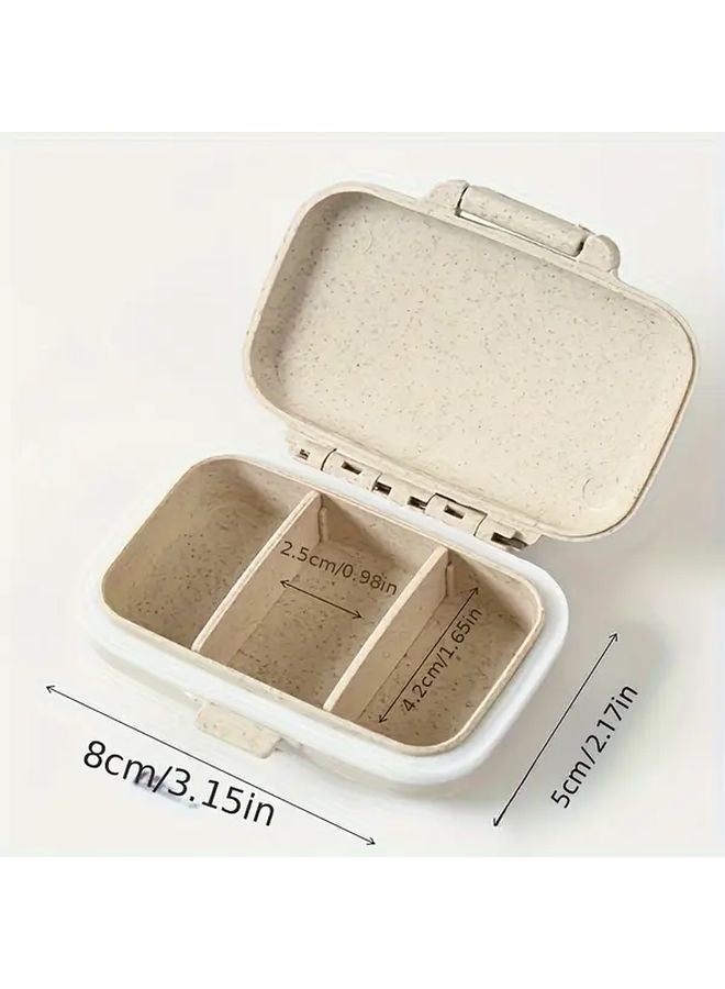 1 Piece Portable Mini Pill Organizer Travel Medicine Box Wheat Beige Moisture Proof Lid - Image 4
