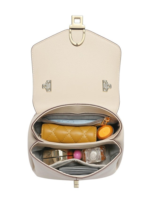 compuda Top Handle Bag Small Purses and Handbags for Women Fashion Leather Shoulder Bag,Purses for Women,Metal Button Lock. - Image 5