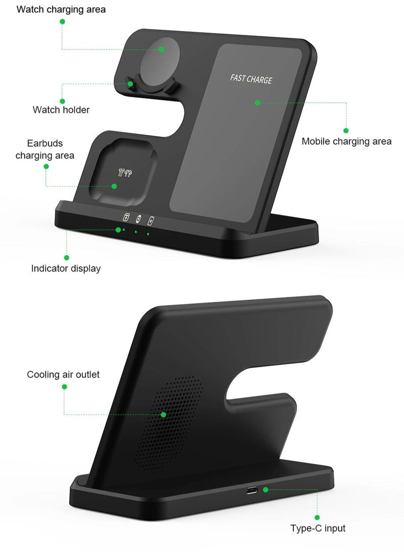 Generic - Fast 3 in 1 Wireless Chargers Station For Samsung Galaxy S23 S22 Ultra Wireless Charging For Galaxy Watch 4 Buds Pro Dock Holder - Image 1