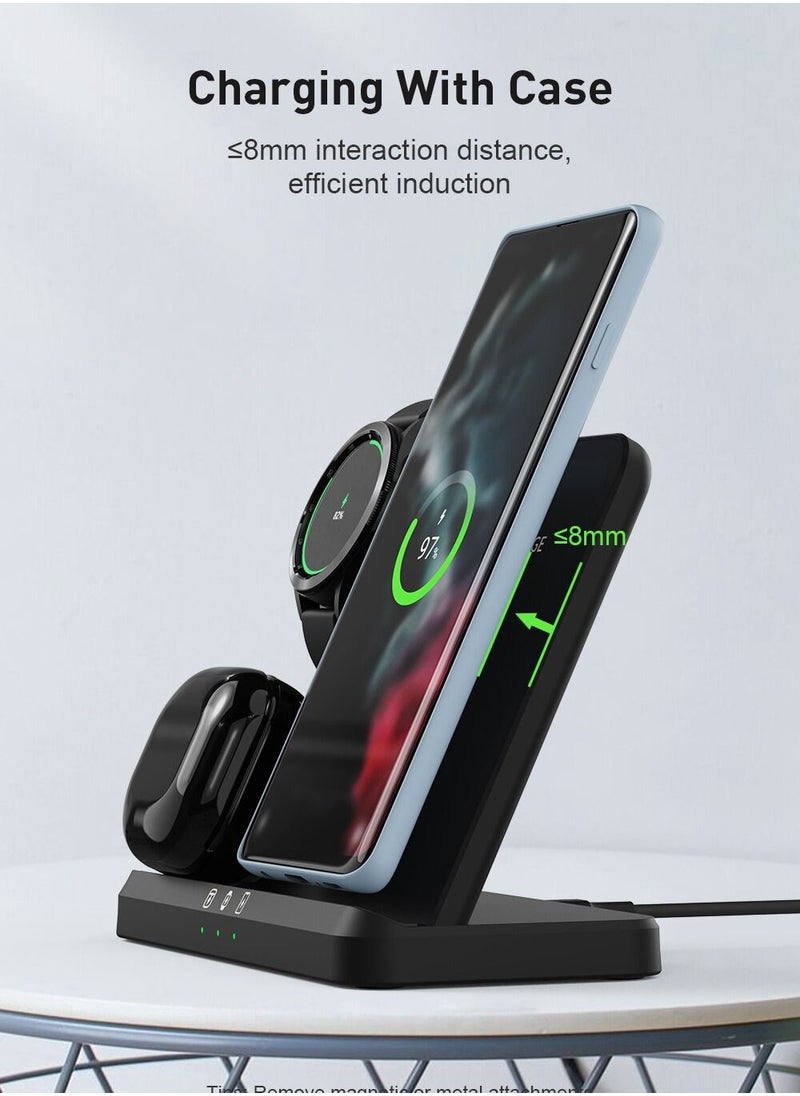 Generic - Fast 3 in 1 Wireless Chargers Station For Samsung Galaxy S23 S22 Ultra Wireless Charging For Galaxy Watch 4 Buds Pro Dock Holder - Image 1
