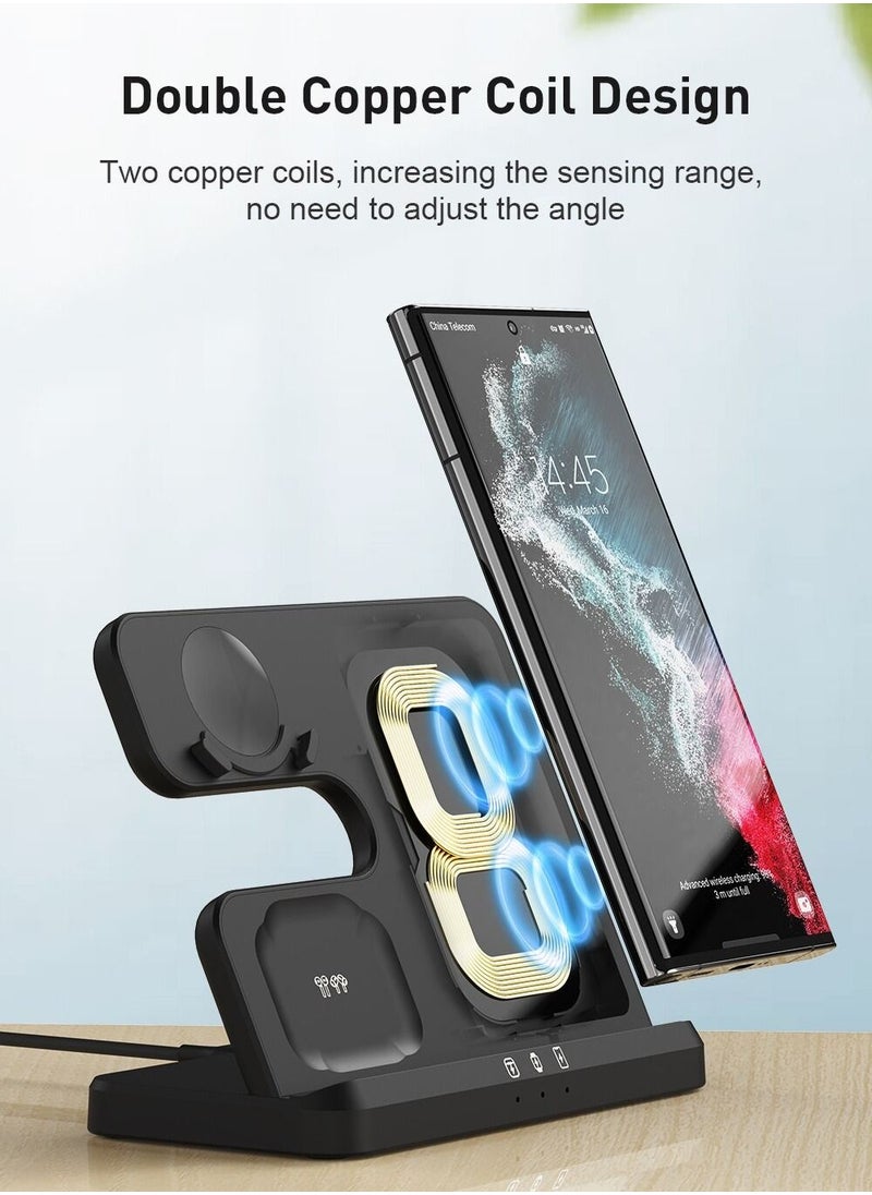 Generic - Fast 3 in 1 Wireless Chargers Station For Samsung Galaxy S23 S22 Ultra Wireless Charging For Galaxy Watch 4 Buds Pro Dock Holder - Image 1