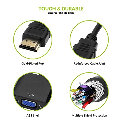 ETZIN HDMI to VGA With 3.5mm Aux Cable Compatible With Computer, Desktop, Laptop, PC, Monitor, Projector, Full HDTV, Media Players, Xbox High-Speed 1080P Active HDTV etc-(EPL-451H) - Image 2