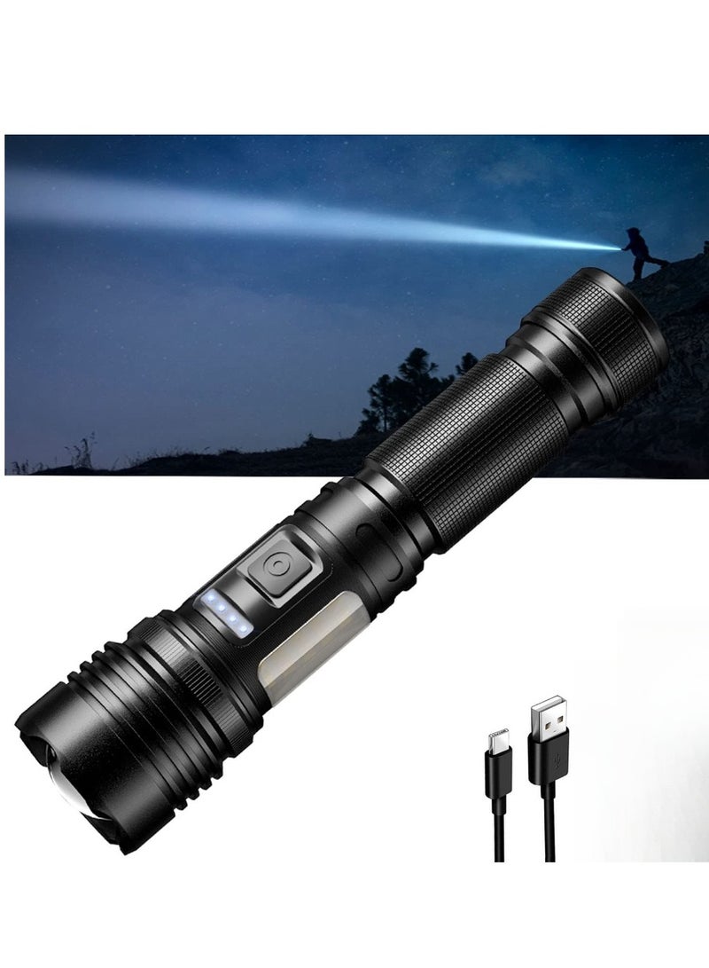 Super Bright 20000 High Lumens Led Flashlight Rechargeable,7 Modes Zoomable Torch With COB Side Light,Type-C Fast Charging IPX67 Waterproof Power Display Flashlights for Emergencies,Hiking,Camping - Image 1
