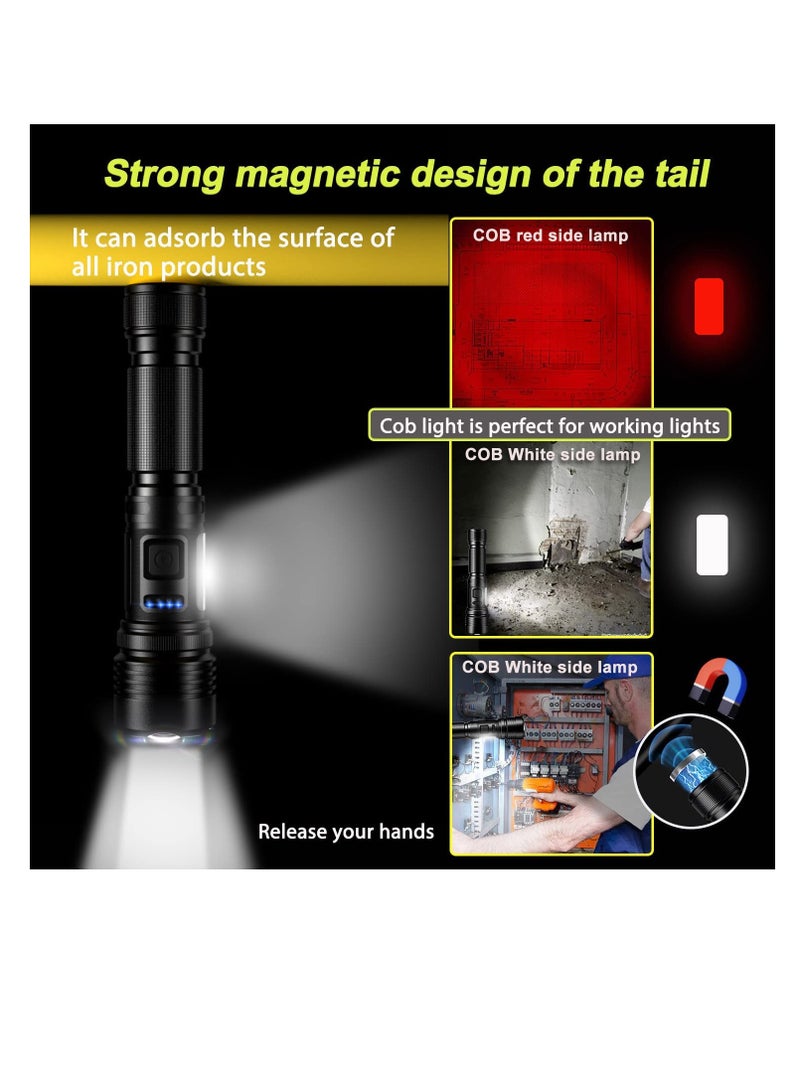 Super Bright 20000 High Lumens Led Flashlight Rechargeable,7 Modes Zoomable Torch With COB Side Light,Type-C Fast Charging IPX67 Waterproof Power Display Flashlights for Emergencies,Hiking,Camping - Image 4