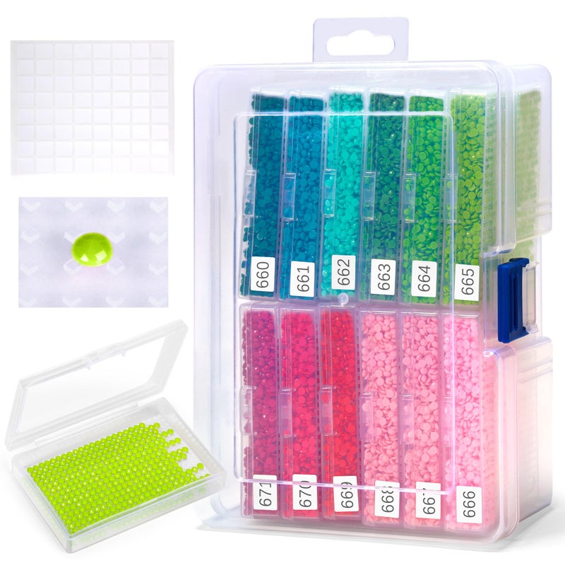 PP OPOUNT 12PCS 2-in-1 Diamond Art Storage Trays with Lids, Convex Bottom Diamond Painting Storage Organizer Box, Spill-Proof Diamond Art Accessories for Sorting & Line-Up, Christmas Craft Gift for Crafters - Image 1