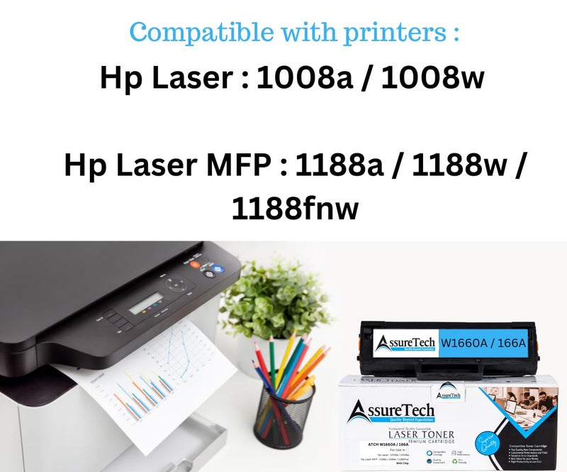 ASSURETECH W1660A / 166A Compatible Toner Cartridge for H p 166A for Laser Printer 1008a / 1008w / 1188a / 1188w / 1188fnw - Image 3